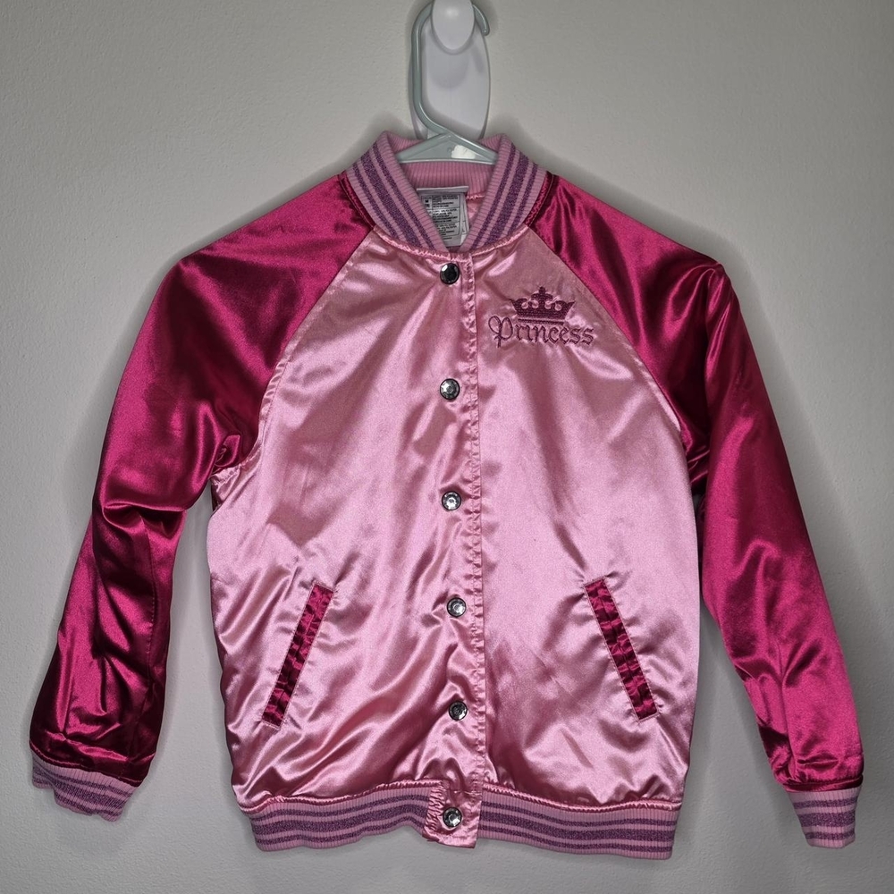 Disney Store Kids Pink Sparkly Princess Bomber Jacket